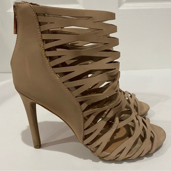 ANNE MICHELLE Women's Sugarlove Strappy Peep Toe Stiletto Heel - nude, size 6 - Picture 8 of 12